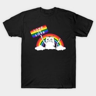 LGBT Cat Love Is Love Purride Gay Pride Cat T-Shirt